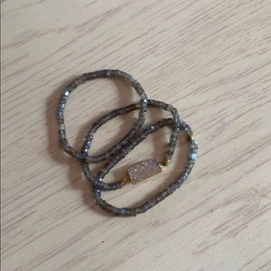 Druzy triple stack bracelet